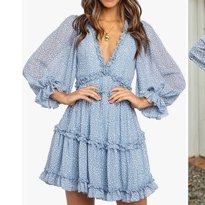 Never Worn Blue Floral Dress Medium